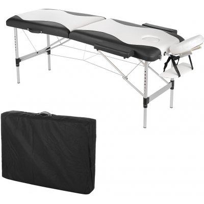 Mucola Masážní stůl Mucola 2 zónová masážní lavice skládací kosmetický stůl masážní stůl mobilní terapeutický stůl hliníkový rám černý / bílý – Zboží Mobilmania