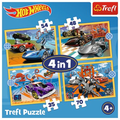 TREFL Autíčka Hot Wheels 4v1 35,48,54,70 dílků – Sleviste.cz