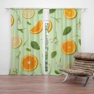 Závěsy Citrus a květ: 2 ks - 140x250 cm - Sablio – Hledejceny.cz