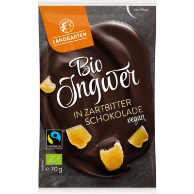 Landgarten Zázvor v hořké čokoládě BIO 50 g – Zbozi.Blesk.cz