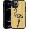 Pouzdro a kryt na mobilní telefon Apple PROTEMIO 28299 BAMBOO Dřevěný kryt Apple iPhone 12 Pro Max FLAMINGO (084)