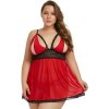 Dámská erotická košilka VšeNaSex.cz Dámská košilka s kalhotkami Red Plus Size Valentine Babydoll