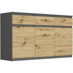 Framire Třídveřová komoda se zásuvkami a skříňkami Antracit Mix Artisan 120 x 40 x 98 cm Modern S3 – Hledejceny.cz