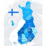Magnetická mapa Finska, ilustrovaná, modrá (samolepící feretická fólie) 66 x 80 cm – Zboží Dáma