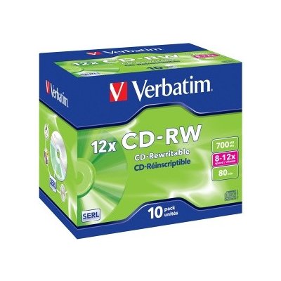 1/17 Verbatim CD-RW 700MB 8-12x, jewel, 10ks (43148) – Hledejceny.cz