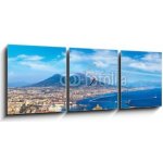 Obraz s hodinami 3D třídílný - 150 x 50 cm - Napoli and mount Vesuvius in Italy Napoli a hora Vesuv v Itálii – Sleviste.cz