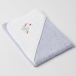 Veba LOTA osuška s kapucí fialovo/bílá s výšivkou Čapí pošta bílá lemovka 75x75 cm – Zboží Mobilmania