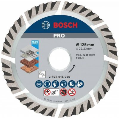 Univerzální diamantový kotouč na beton, železobeton a stavební materiály Bosch PRO Multi Material, pr. 125mm, 10mm, 22.23mm NEW high SPEED, kód 2608615059 – Zboží Dáma