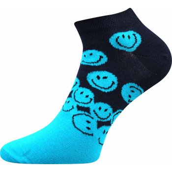Boma ponožky Piki obrázek smajlík, modrá-modrá