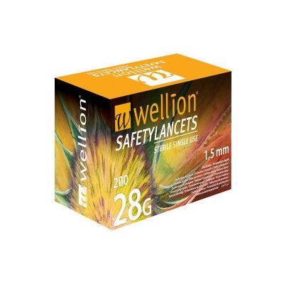 Wellion safety lancets 28G jednoráz. bezp. jeh. 100 ks