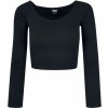 Dámská Trička Urban Classics Ladies Short Rib Wide V-Neck Longsleeve černá