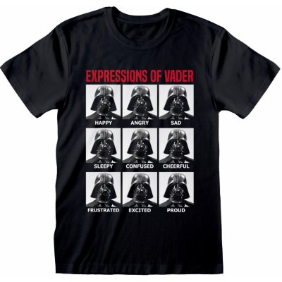CurePink pánské tričko Star Wars Hvězdné války Expressions Of Vader černá