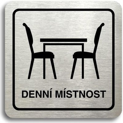 Accept Piktogram "denní místnost" (80 × 80 mm) (stříbrná tabulka - černý tisk)