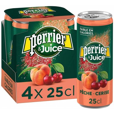 Perrier & Juice plech Broskev & Třešeň 4 x 250 ml
