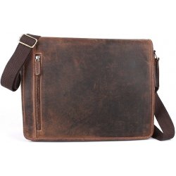 Tříoddílová velká kožená pánská crossbody taška HGL no. 6021 hnědá