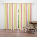 Sablio Závěs Žlutorůžové pruhy: 2ks 140x250cm – Hledejceny.cz