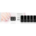 NeoNail Must Have Top Shine Bright gelový vrchní lak na nehty 3 ml + Top Velour gelový vrchní lak na nehty 3 ml + Top Crush vrchní lak na nehty s použitím UV/LED lampy 3 ml + Top Glow Silver gelový vr