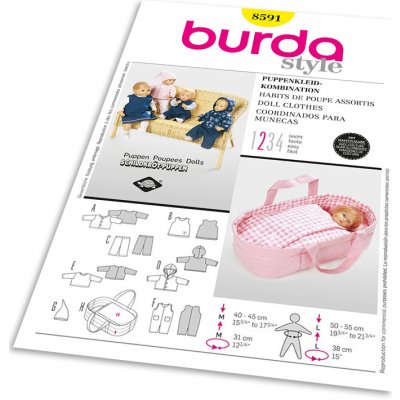 Střih Burda 8591 - Oblečky pro panenky – Zbozi.Blesk.cz