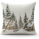 Forbyt Vánoční CYH6059R zasněžené chaloupky bílo-zelená 40 x 40 cm – Zboží Dáma