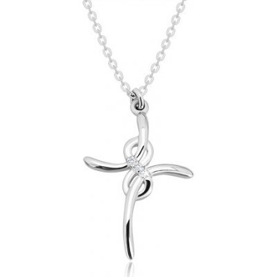 Šperky eshop Stříbrný lesklý kříž se symbolem nekonečna čiré diamanty S58.20 – Sleviste.cz
