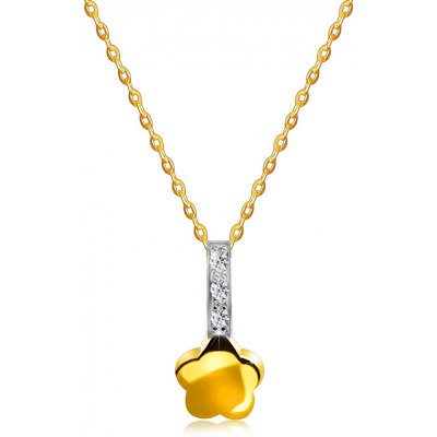Šperky eshop z kombinovaného 14K zlata květina s briliantovou linií jemný řetízek S3BT509.26 – Zbozi.Blesk.cz