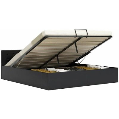 zahrada-XL 285515 Rám postele zvedací úložný prostor černý umělá kůže – Zbozi.Blesk.cz