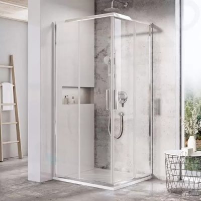 Ravak BLSRV2 Čtvercový 90 cm, posuvné dveře, lesklý nerez/čiré sklo, X1LM70C00Z1 – Zboží Dáma