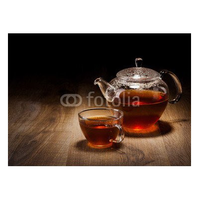 WEBLUX 42063091 Fototapeta plátno Tea Set on a Wooden Table Čaj Set na dřevěném stole rozměry 160 x 116 cm – Zbozi.Blesk.cz
