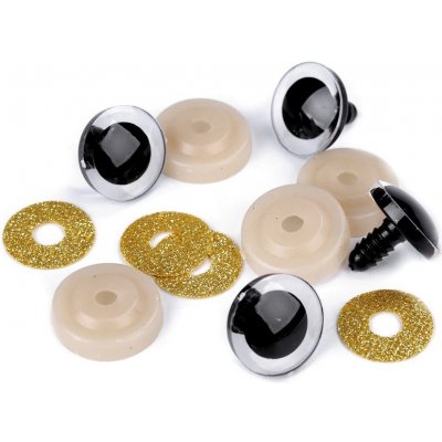 Bezpečnostní oči glitrové Ø25 mm zlatá - prodej po 2 ks – Zboží Mobilmania