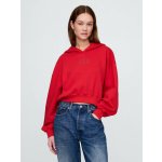 GAP mikina s kapucí Logo Cropped Americana Červená – Sleviste.cz
