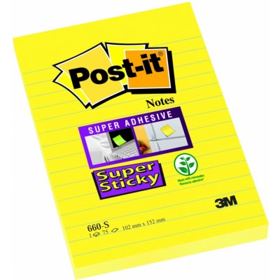 3M 3M Post-it silně lepící bločky 660S, velikost 102 x 152 mm XXL, 6 bločků po 75 lístků (660-S) – Zboží Dáma