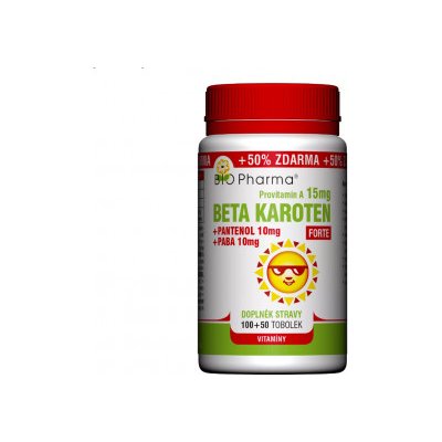 Bio Pharma Beta Karoten 6 mg 130 kapslí + Pantenol 10 mg + PABA 10 mg