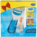 Scholl Velvet Smooth Pedicure Set dárková sada modrý strojek diamond + hydratační krém na nohy 60 ml