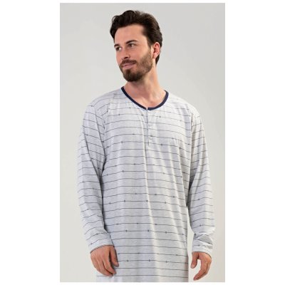 Gazzaz 17774765 pánská noční košile s dlouhým rukávem šedá – Zboží Mobilmania