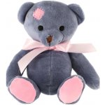 Teddies Medvěd sedící s růžovou mašlí modrý 18 cm