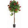 Květina Luxusní umělý kvetoucí strom CAMELIA UMBRELLA STROM červená, 130 cm