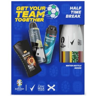 Euro 2024 Rexona Advanced Protection Cobalt Dry antiperspirant sprej + Axe Dark Temptation sprchový gel + Dove Men +Care Invisible Fresh antiperspirant sprej 150ml + termoláhev dárková sada pro muže – Zboží Mobilmania