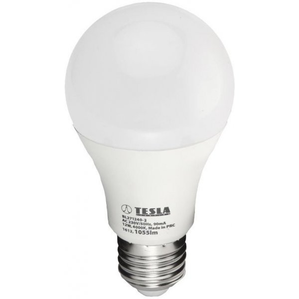 TESLA LED žárovka BULB E27 12W LED žárovka, E27, 230V, 12W, studená bílá,  1055lm, 4000K od 79 Kč - Heureka.cz