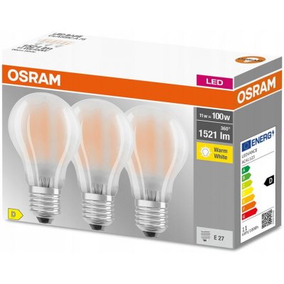 Osram 3X LED žárovka E27 11W = 100W 2700K FILAMENT