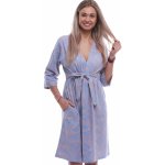 Lehký dámský župan vzor růžové listí 1G0650 modrá – Zboží Dáma