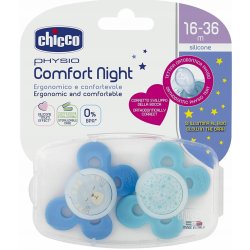 Chicco šidítko Physio Comfort silikon noční chlapec kočka/hvězdy 2 ks V002449