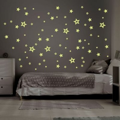 Nálepky na zeď hvězdy svítící ve tmě velké- Plotbase, s.r.o., 15x120cm – Zboží Dáma