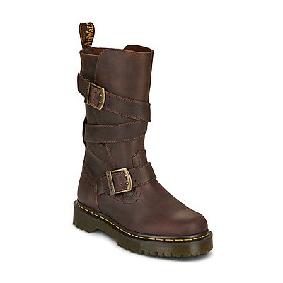 Dr. Martens Kozačky Anistone Strap High Boot Dark Brown Crazy Horse Hnědá – Sleviste.cz