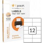 T-Pack ETA10504801 Samolepící etikety 105 x 48 mm 12 ks na A4 100 listů
