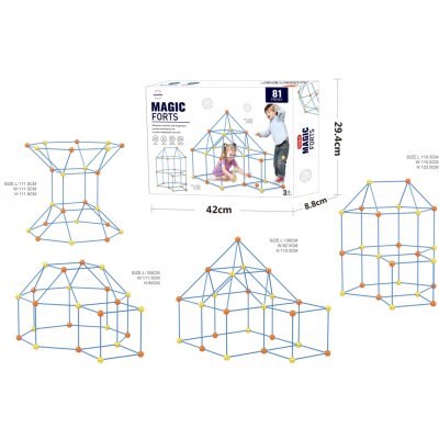 Mamido Magic forts Konstrukční stavebnice velké slámky a spojky 81 dílů – Sleviste.cz