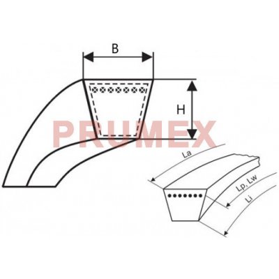 Klínový řemen 10x1350 Li - Z 1370 Lw L=L Profi Rubena