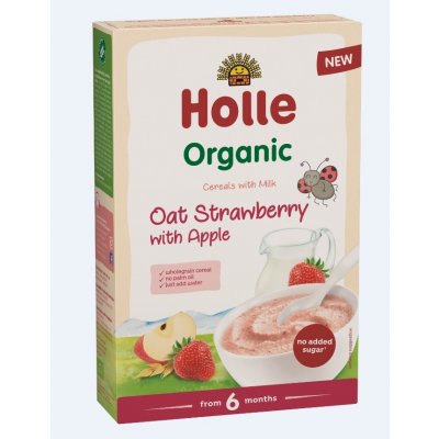 HOLLE Bio ovesná mléčná kaše s jablkem a jahodami 250 g – Zboží Dáma