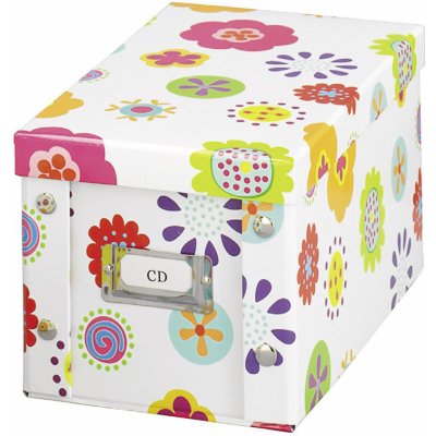 ZELLER Kartonová krabice na CD disky s květinovým vzorem 30x28 cm