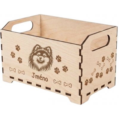 Ma Nu Dřevěný box na hračky pro psy s gravírováním Š: 25cm H: 15cm V:15cm Pomeranian – Hledejceny.cz