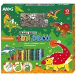 Amos Barvy na sklo Dinosaurus sada 10 barev 10,5 ml + 12 sklíček – Sleviste.cz